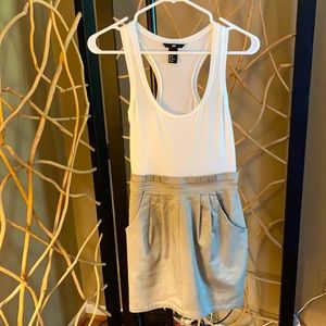 H&M white and gray tank top dress